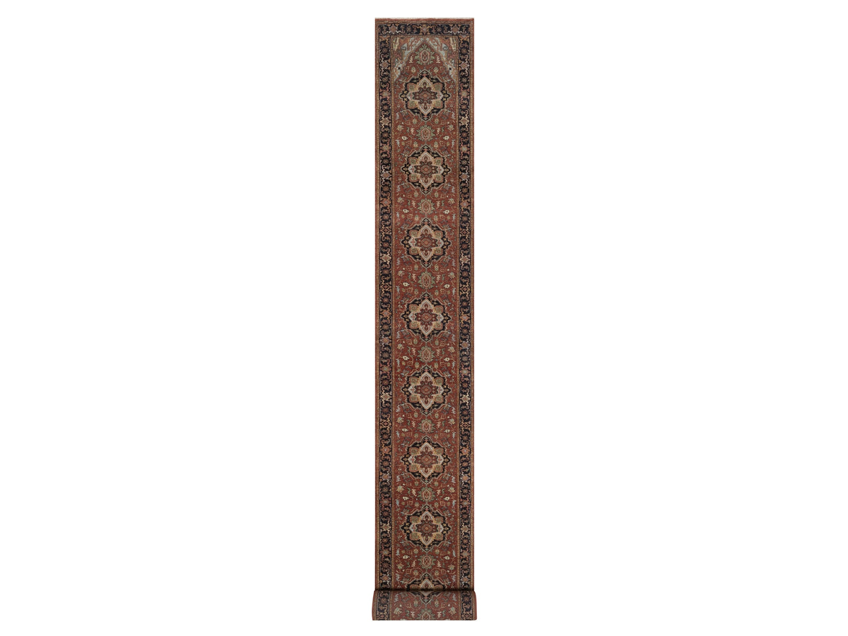 Heriz Heriz hand-knotted wool runner in Red, 2'7" x 27'8", SKU O092829