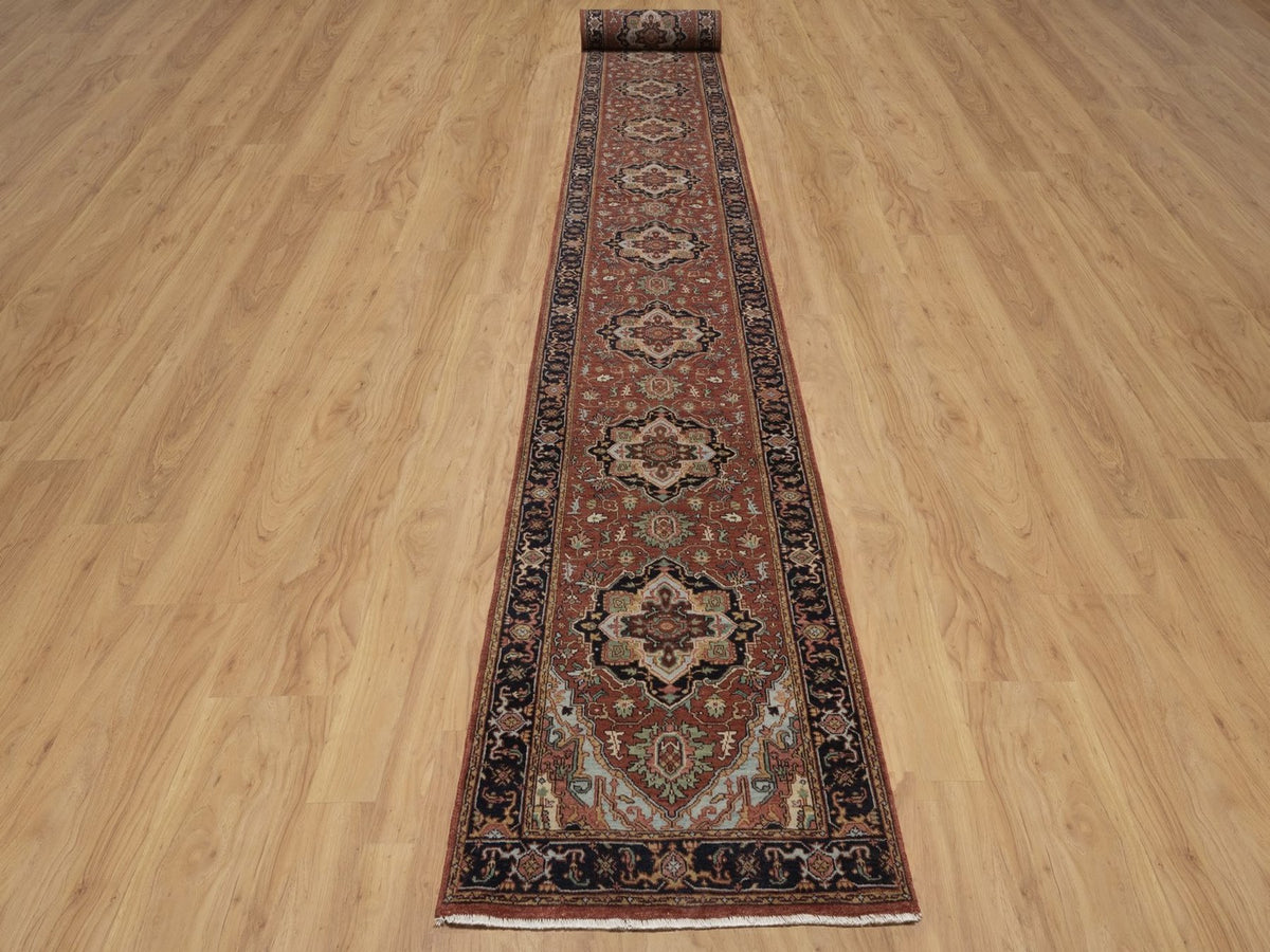 Heriz Heriz hand-knotted wool runner in Red, 2'7" x 27'8", SKU O092829 (view 2)