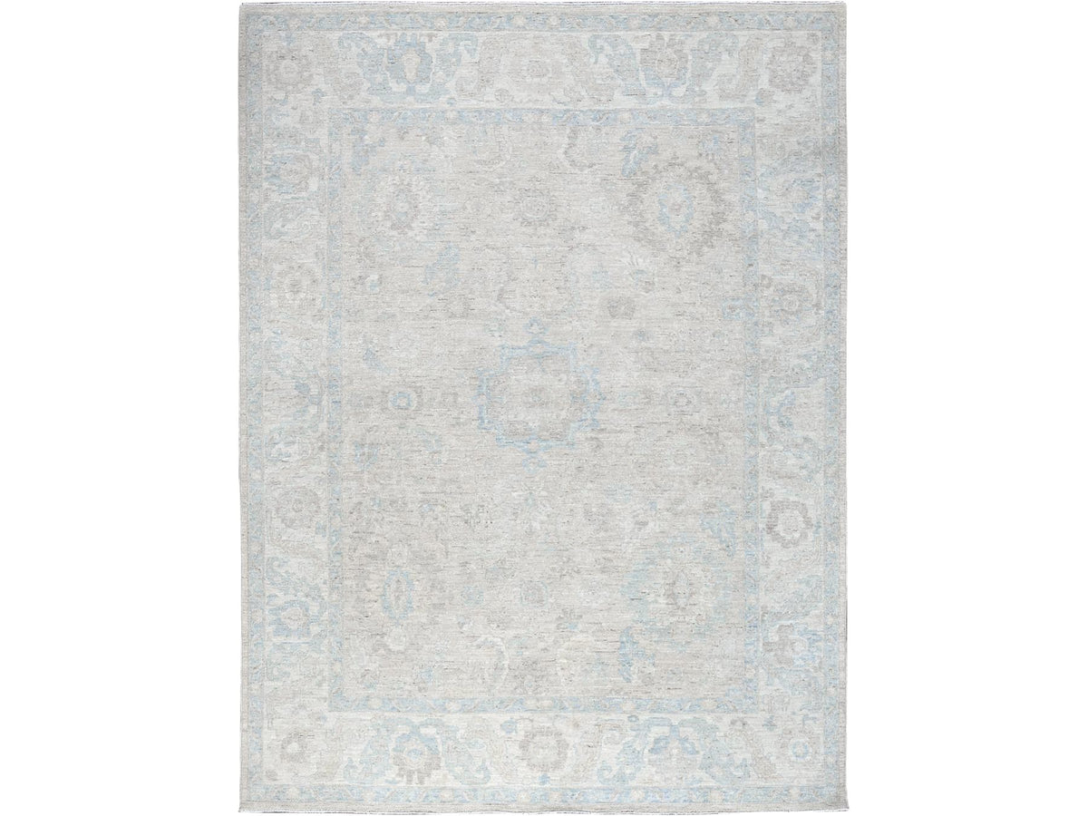 Peshawar Oushak hand-knotted wool rug in Ivory, 7'9" x 9'10" — SKU O0929