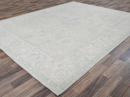 Peshawar Oushak hand-knotted wool rug in Ivory, 7'9" x 9'10" — SKU O0929 (view 3)