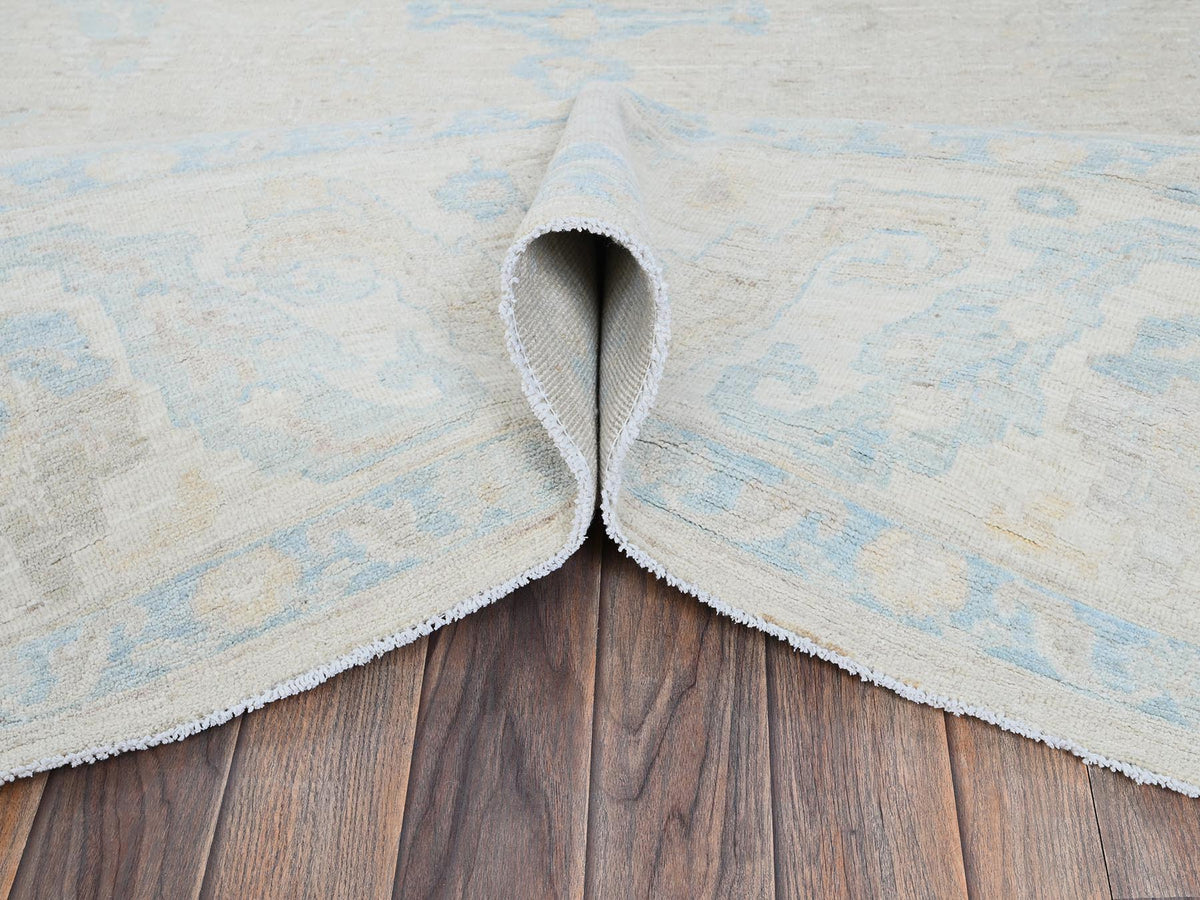 Peshawar Oushak hand-knotted wool rug in Ivory, 7'9" x 9'10" — SKU O0929 (view 5)