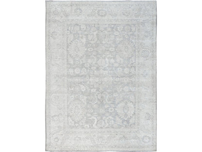Peshawar Oushak hand-knotted wool rug in Gray & Ivory, 8'10" x 11'11" — SKU O0930