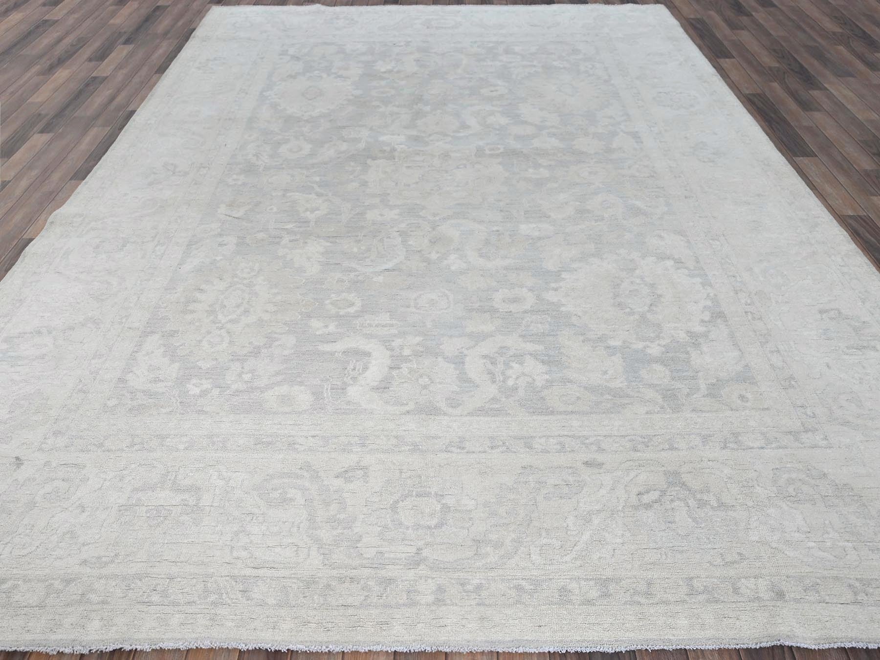 Peshawar Oushak hand-knotted wool rug in Gray & Ivory, 8'10" x 11'11" — SKU O0930 (view 2)