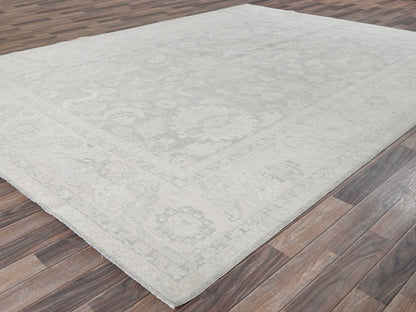 Peshawar Oushak hand-knotted wool rug in Gray & Ivory, 8'10" x 11'11" — SKU O0930 (view 3)
