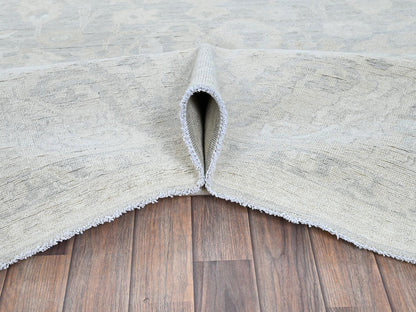 Peshawar Oushak hand-knotted wool rug in Gray & Ivory, 8'10" x 11'11" — SKU O0930 (view 5)