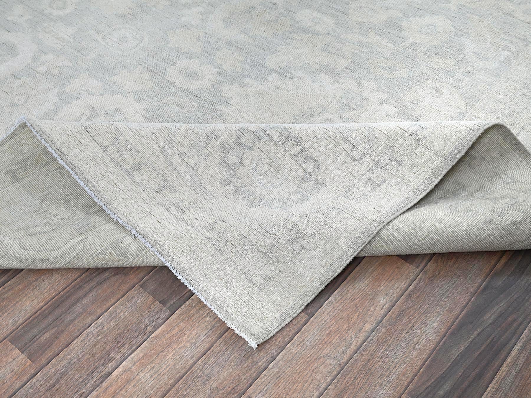 Peshawar Oushak hand-knotted wool rug in Gray & Ivory, 8'10" x 11'11" — SKU O0930 (view 6)