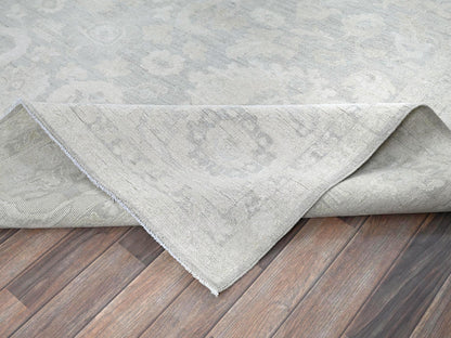 Peshawar Oushak hand-knotted wool rug in Gray & Ivory, 8'10" x 11'11" — SKU O0930 (view 6)