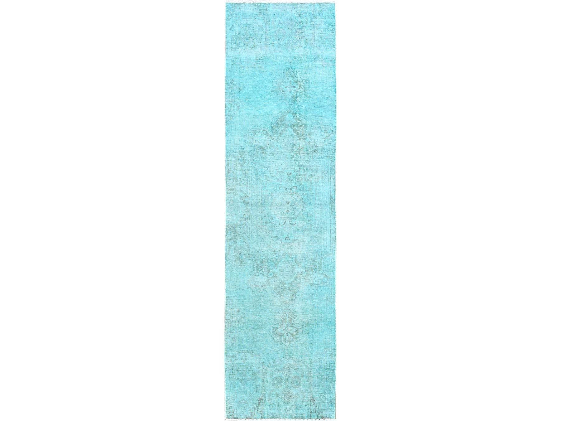 Tabriz Vintage hand-knotted wool runner in Overdyed, 2'5" x 9'11" — SKU O0936