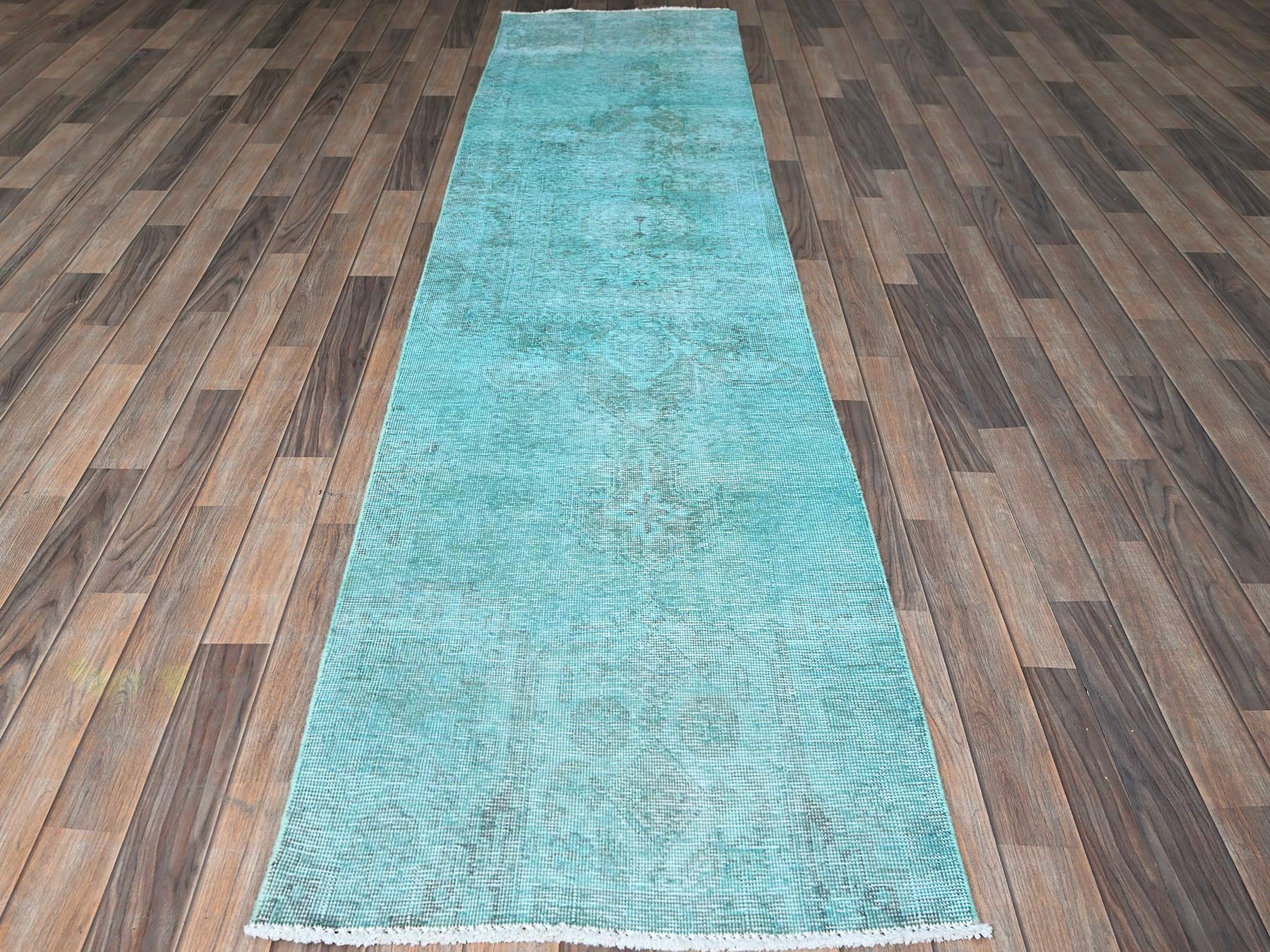 Tabriz Vintage hand-knotted wool runner in Overdyed, 2'5" x 9'11" — SKU O0936 (view 2)
