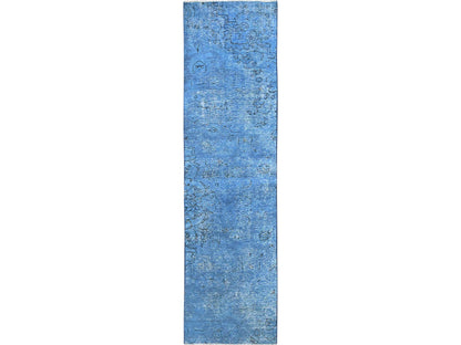 Overdyed 2'2" x 8'11" Vintage Hand knotted Wool Rug - Sku: O0940