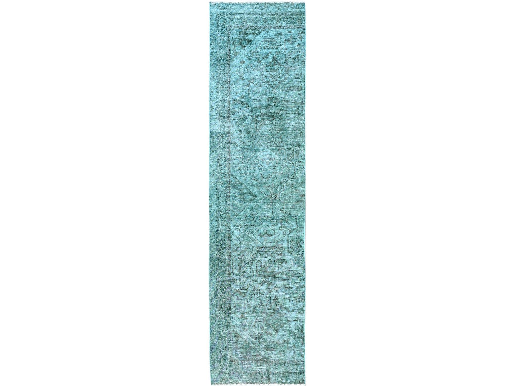 Tabriz Vintage hand-knotted wool runner in Overdyed, 2'4" x 10'2" — SKU O0942