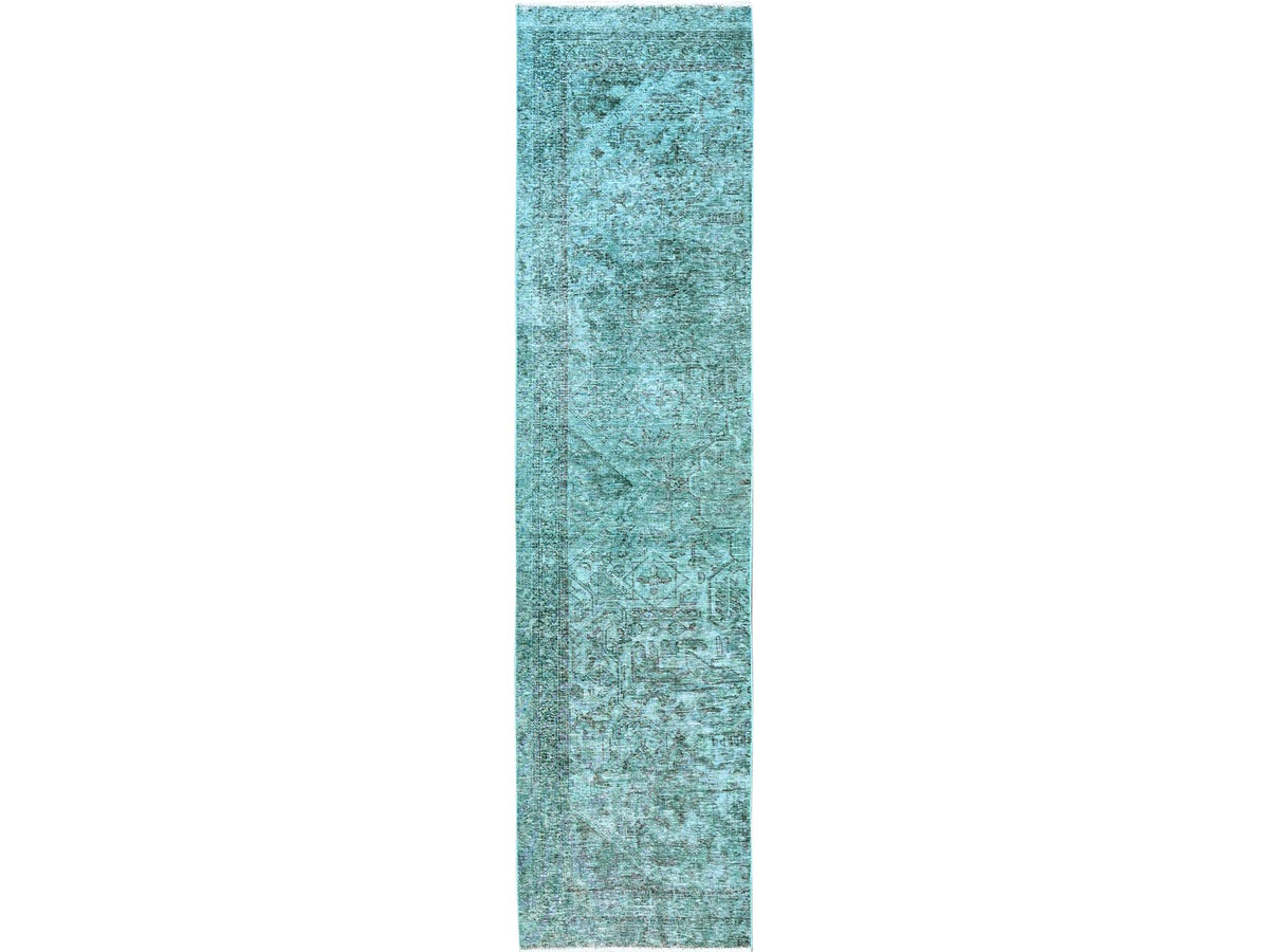 Tabriz Vintage hand-knotted wool runner in Overdyed, 2'4" x 10'2" — SKU O0942