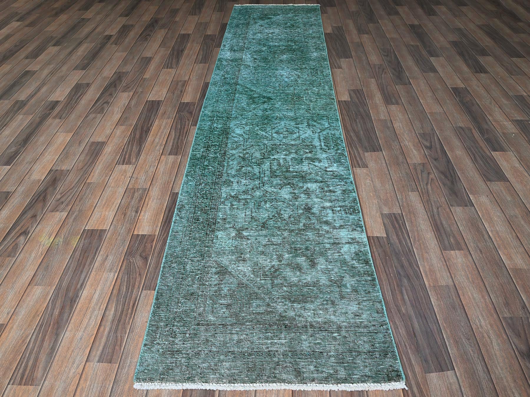 Tabriz Vintage hand-knotted wool runner in Overdyed, 2'4" x 10'2" — SKU O0942 (view 2)
