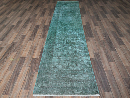 Tabriz Vintage hand-knotted wool runner in Overdyed, 2'4" x 10'2" — SKU O0942 (view 2)