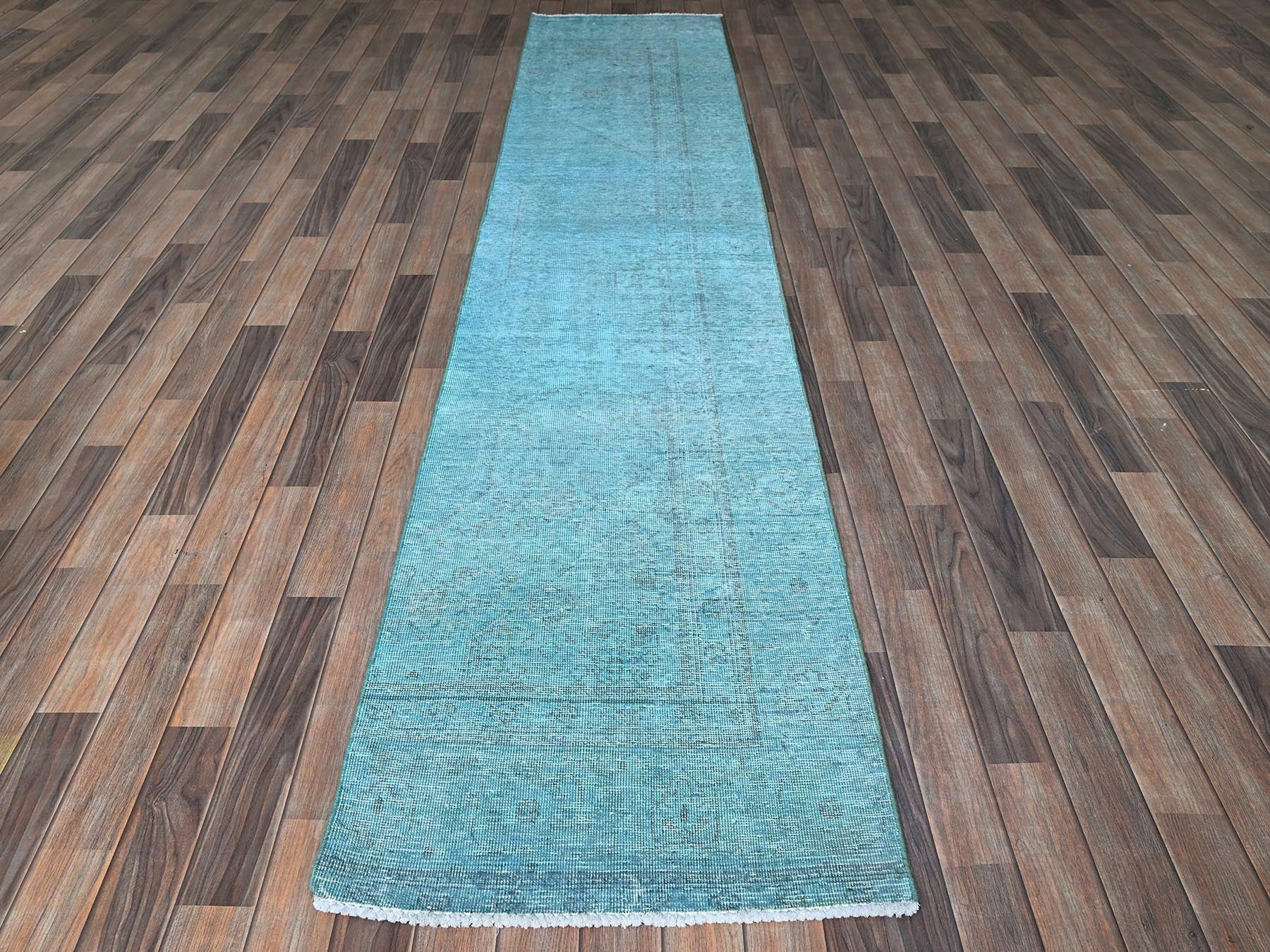 Tabriz Vintage hand-knotted wool runner in Overdyed, 2'4" x 11'2" — SKU O0944 (view 2)