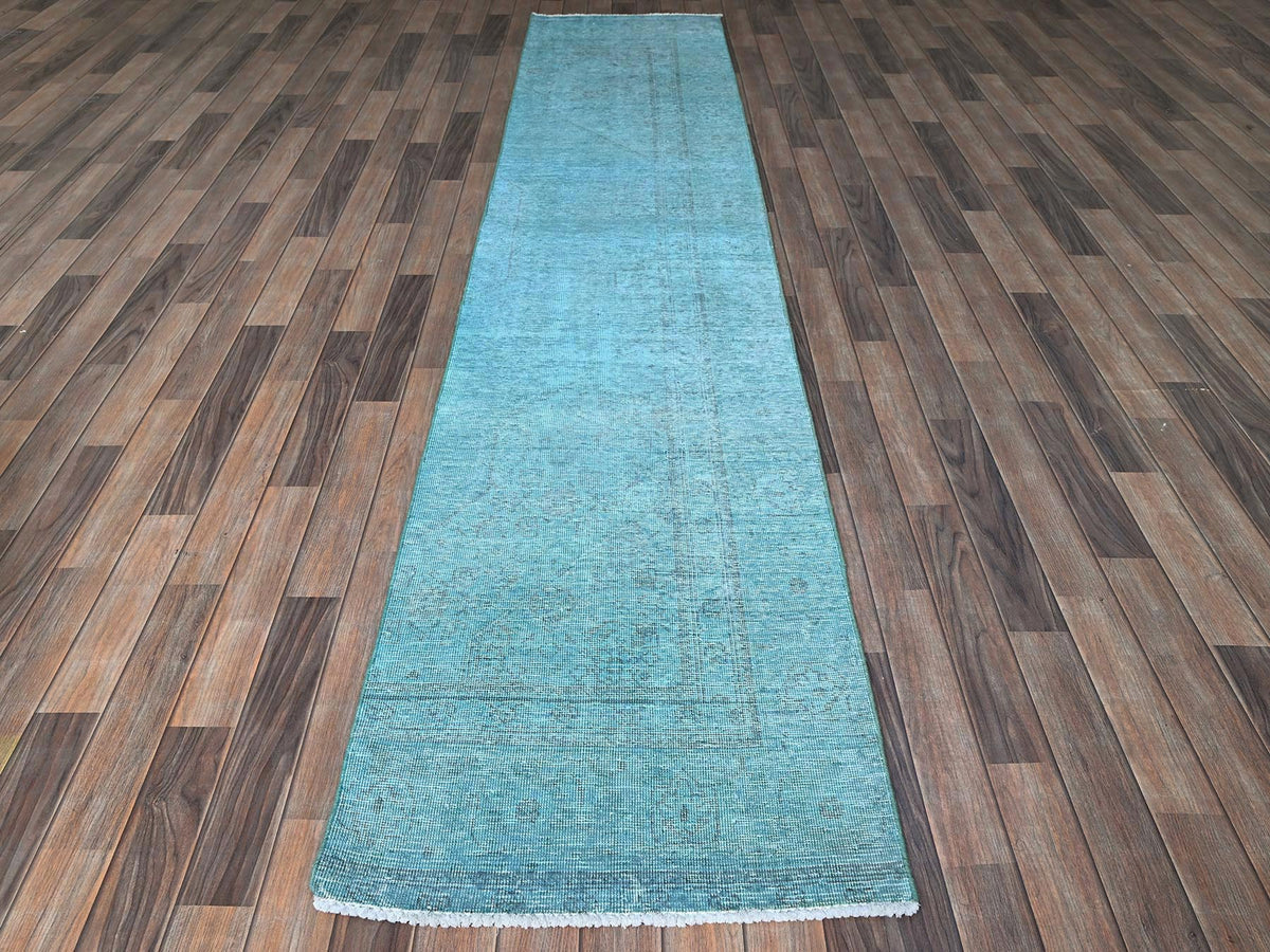 Tabriz Vintage hand-knotted wool runner in Overdyed, 2'4" x 11'2" — SKU O0944 (view 2)