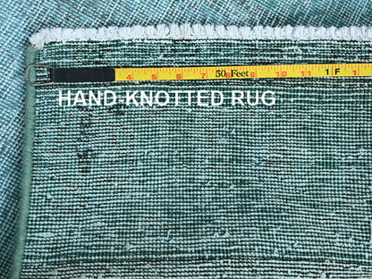 Overdyed 2'4" x 11'2" Vintage Hand knotted Wool Rug - Sku: O0944