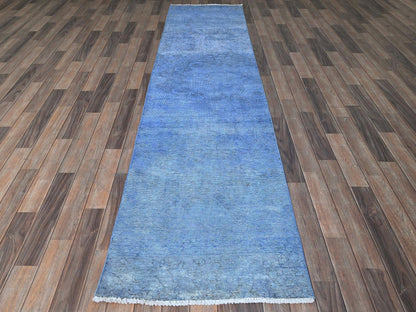 Tabriz Vintage hand-knotted wool runner in Overdyed, 2'6" x 9'10" — SKU O0945 (view 2)