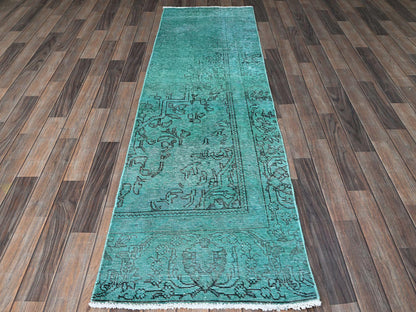 Tabriz Vintage hand-knotted wool runner in Overdyed, 2'3" x 7'5" — SKU O0946 (view 2)