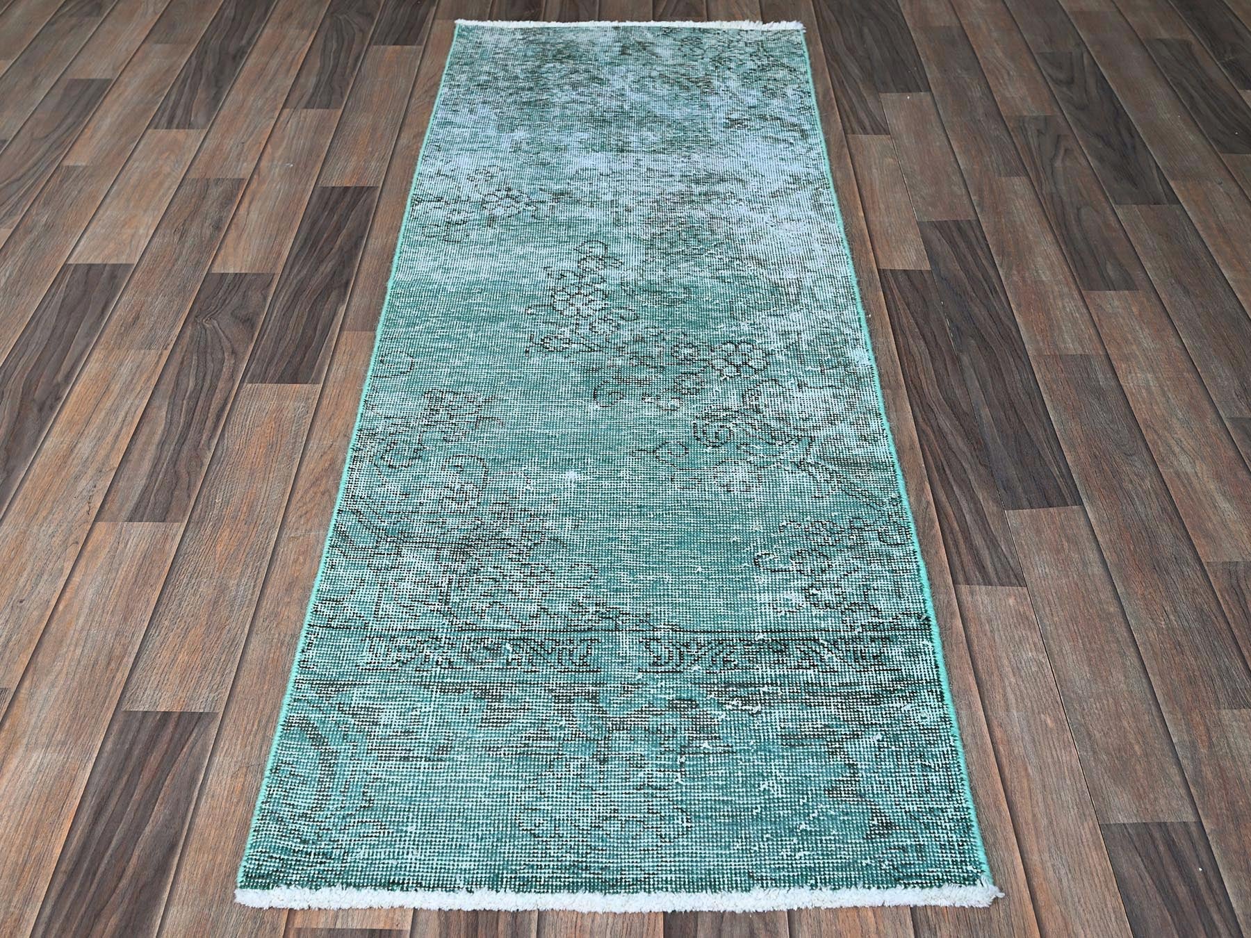 Overdyed 1'11" x 5'8" Vintage Hand knotted Wool Rug - Sku: O0949