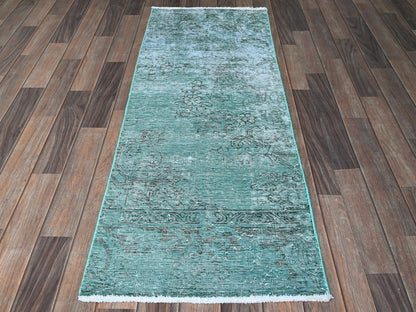 Overdyed 1'11" x 5'8" Vintage Hand knotted Wool Rug - Sku: O0949