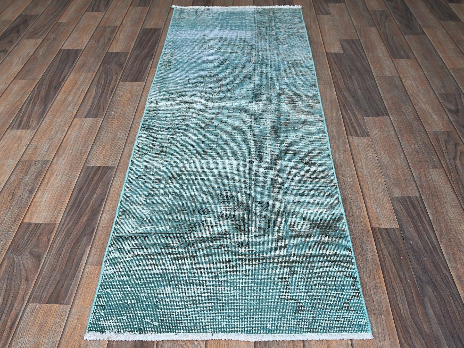 Tabriz Vintage hand-knotted wool runner in Overdyed, 1'11" x 5'9" — SKU O0952 (view 2)