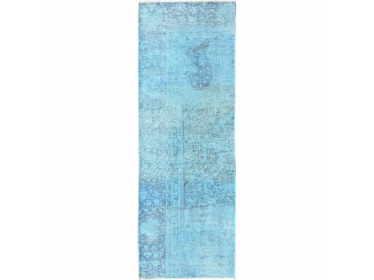 Persian Vintage hand-knotted wool runner in Overdyed, 2' x 6', SKU O0954