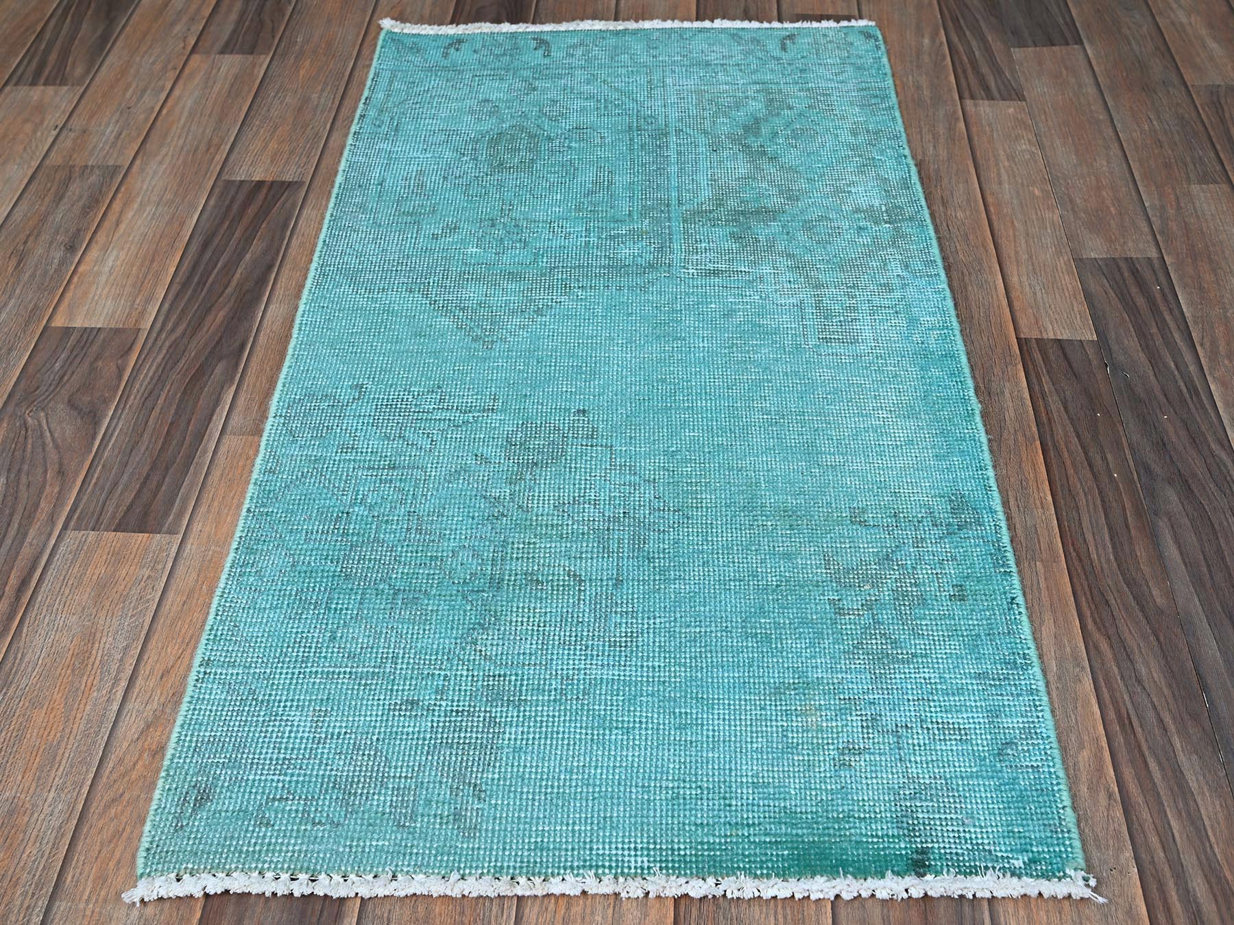 Tabriz Vintage hand-knotted wool rug in Overdyed, 1'11" x 3'6" — SKU O0957 (view 2)