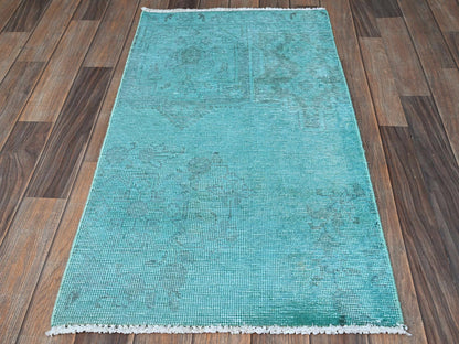 Tabriz Vintage hand-knotted wool rug in Overdyed, 1'11" x 3'6" — SKU O0957 (view 2)