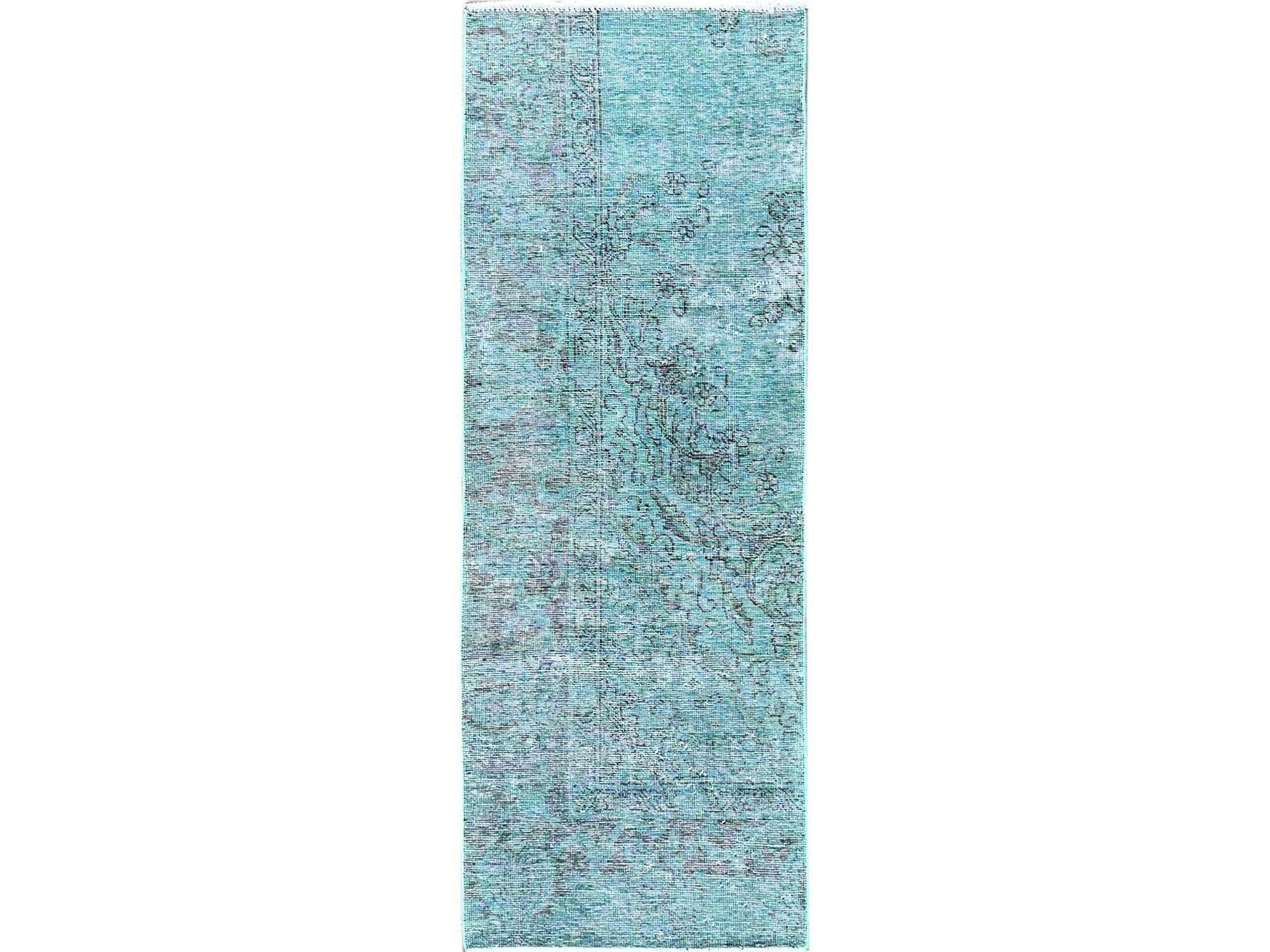 Overdyed 2'0" x 5'8" Vintage Hand knotted Wool Rug - Sku: O0962