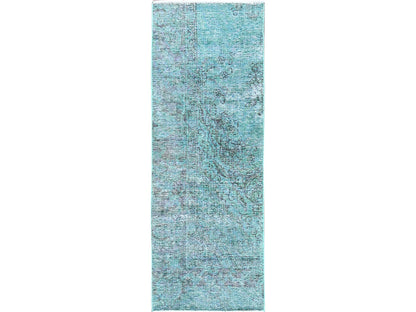 Overdyed 2'0" x 5'8" Vintage Hand knotted Wool Rug - Sku: O0962