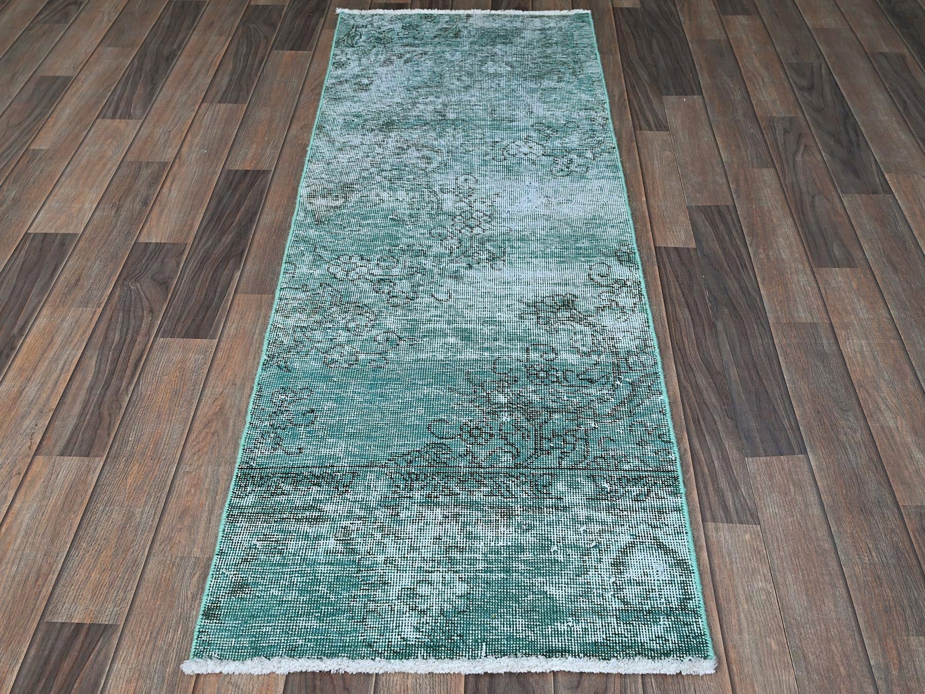 Overdyed 1'11" x 5'7" Vintage Hand knotted Wool Rug - Sku: O0963
