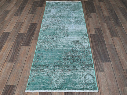 Overdyed 1'11" x 5'7" Vintage Hand knotted Wool Rug - Sku: O0963