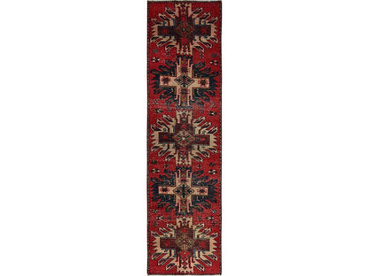 Vintage hand-knotted wool runner in Red, 2'4" x 8'11" — SKU O0986