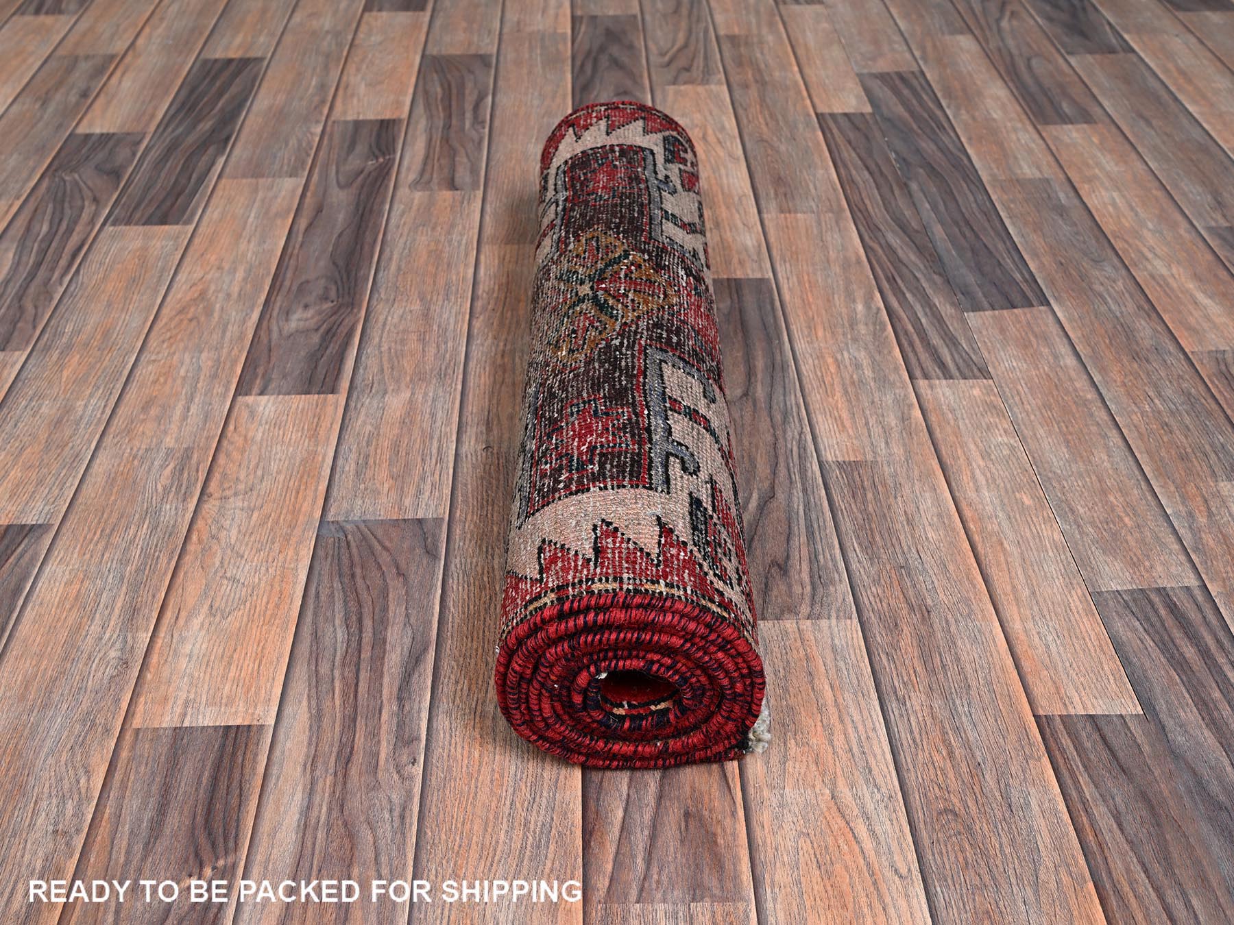Vintage hand-knotted wool runner in Red, 2'4" x 8'11" — SKU O0986 (view 5)