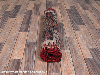 Vintage hand-knotted wool runner in Red, 2'4" x 8'11" — SKU O0986 (view 5)