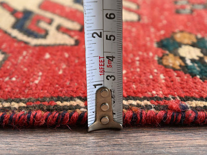 Vintage hand-knotted wool runner in Red, 2'4" x 8'11" — SKU O0986 (view 6)