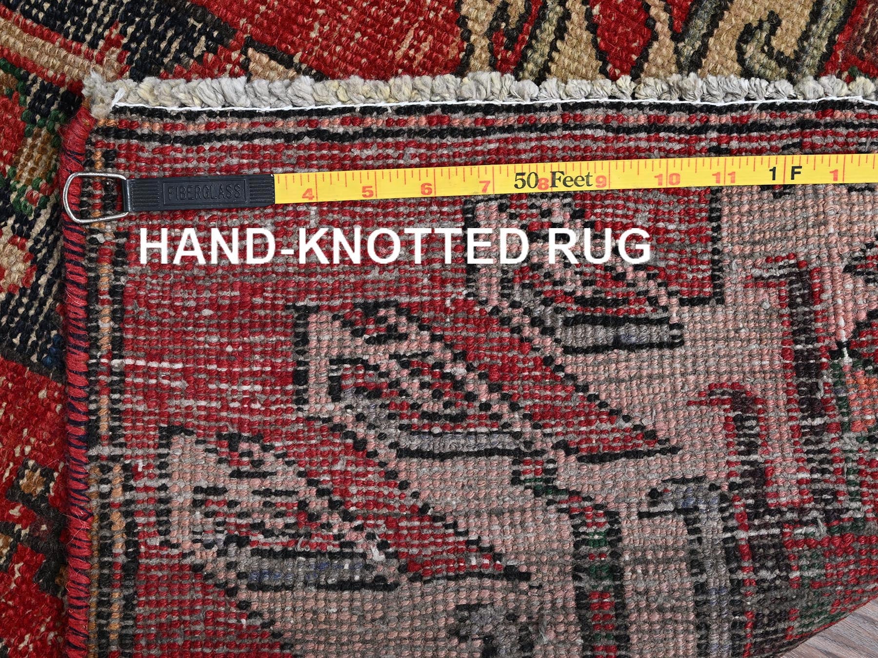 Vintage hand-knotted wool runner in Red, 2'4" x 8'11" — SKU O0986 (view 7)