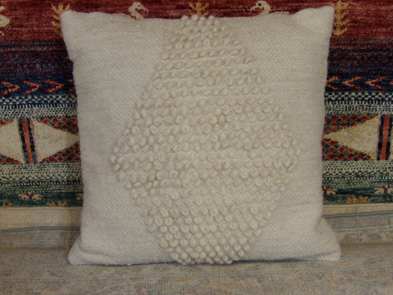 Handwoven accent pillow cover, 1'4 x 1'4, full view