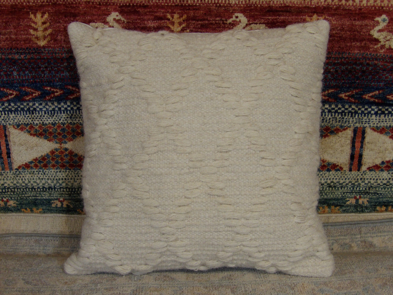 Handwoven accent pillow cover, 1'4 x 1'4, full view