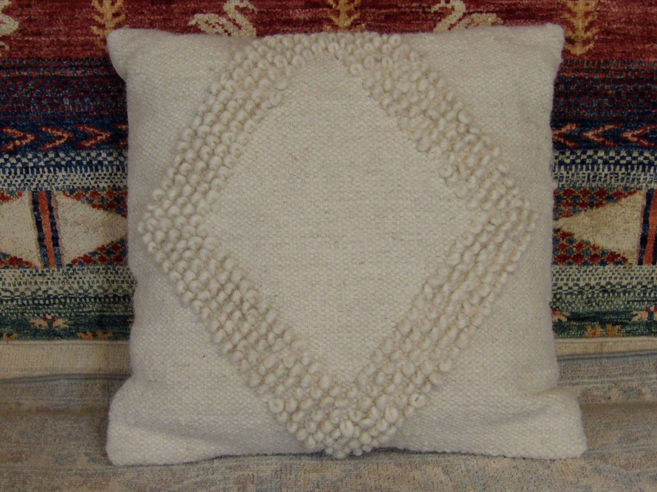 Handwoven accent pillow cover, 1'5 x 1'5, full view