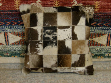 Genuine leather accent pillow cover, detail view