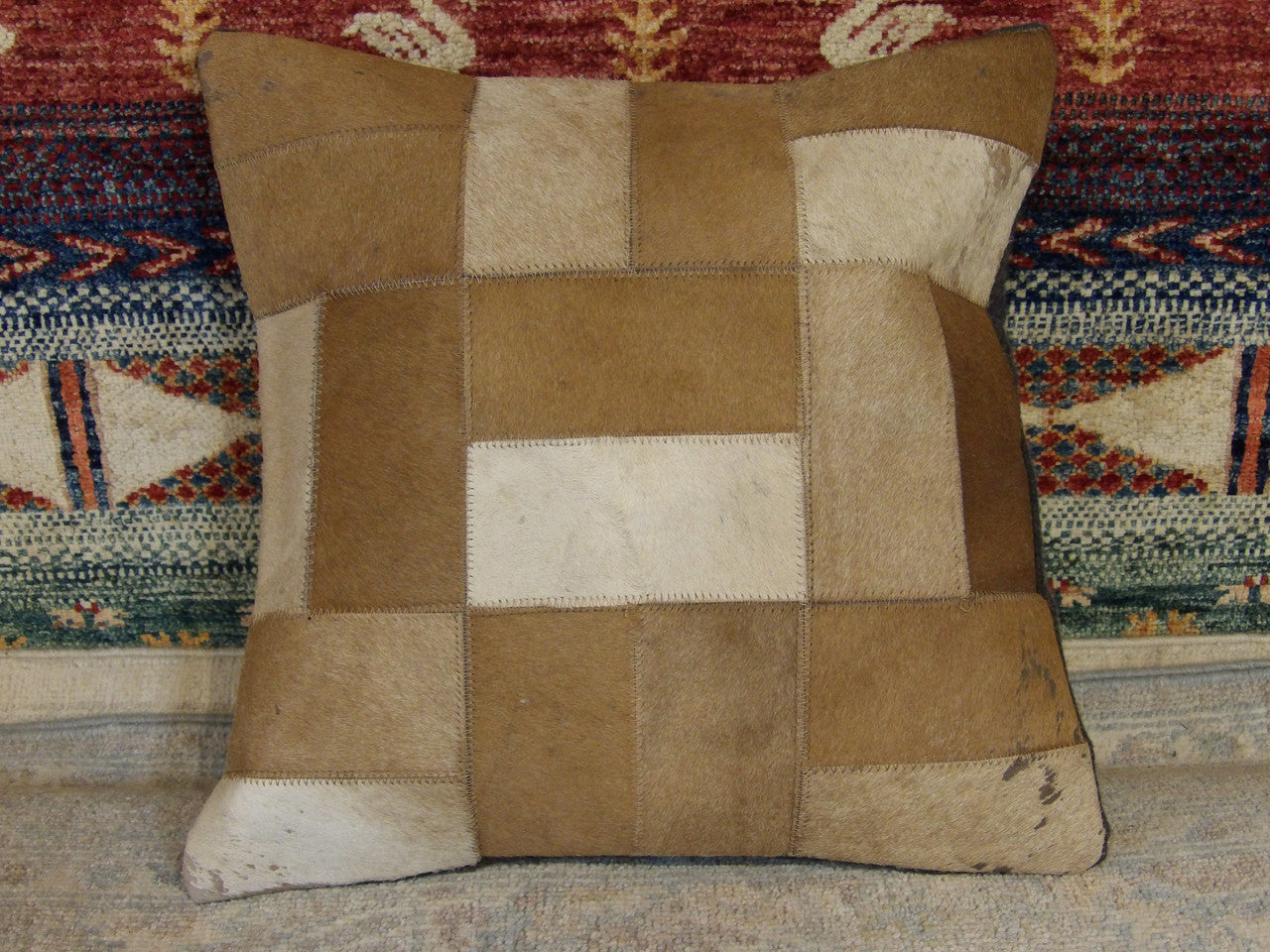 Genuine leather accent pillow cover, 1'5 x 1'5, full view