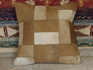 Genuine leather accent pillow cover, detail view