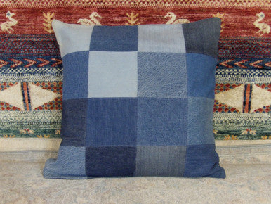 Jean-style handwoven accent pillow cover, detail view