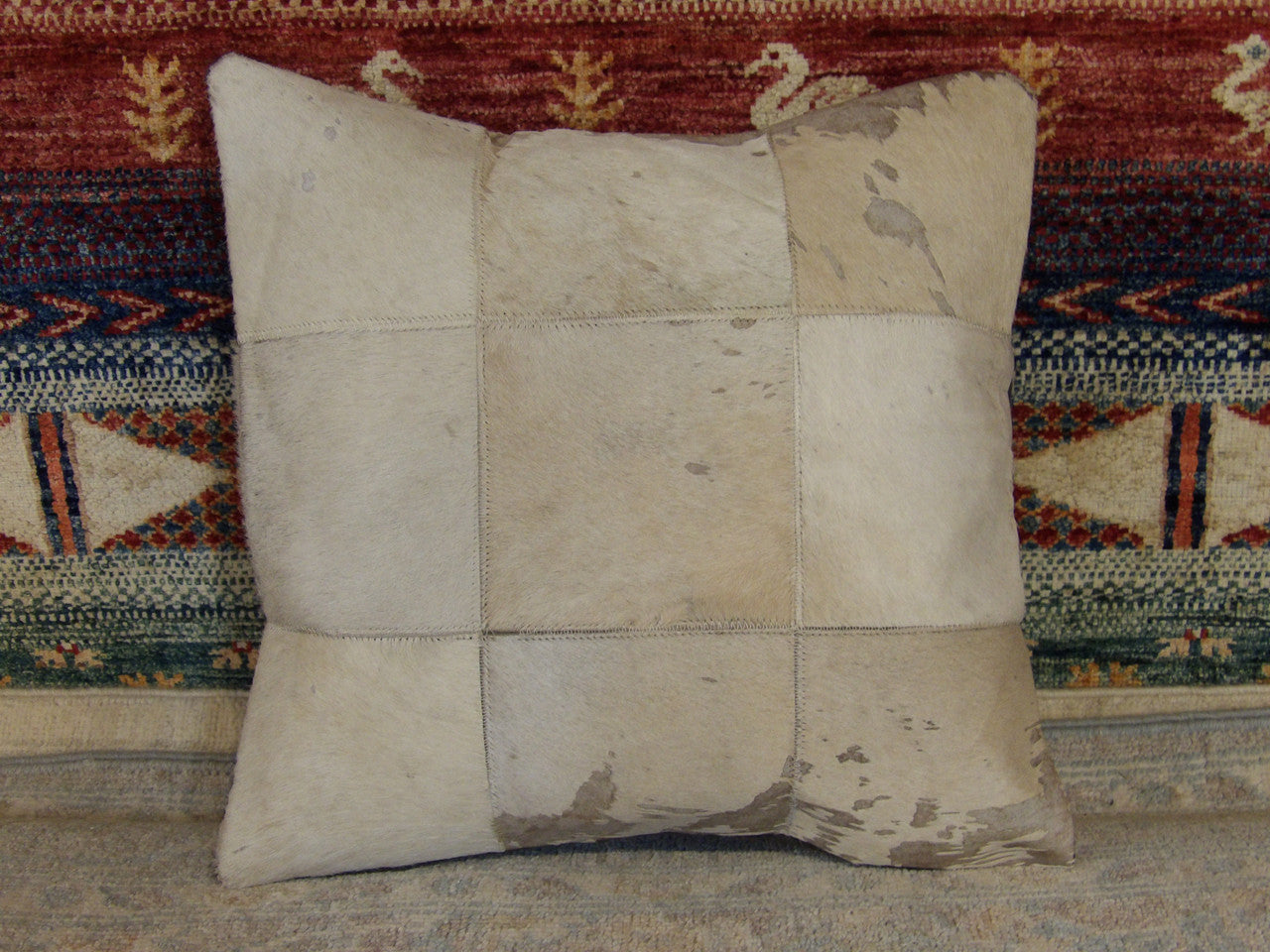 Genuine leather accent pillow cover, 1'5 x 1'5, full view
