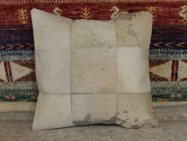 Genuine leather accent pillow cover, detail view