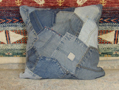 Jean-style handwoven accent pillow cover, detail view