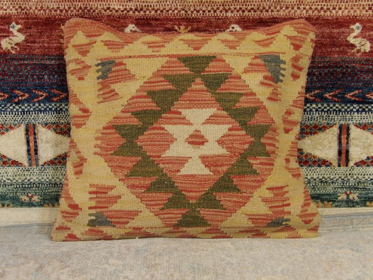 Handwoven accent pillow cover, 1'7 x 1'7, full view