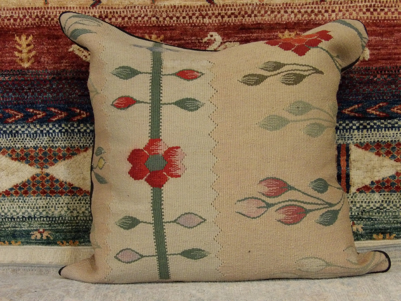 Handwoven accent pillow cover, 1'9 x 1'9, full view